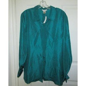 Tribeca Studio 100% Silk Teal Blouse Tunic Sz 14